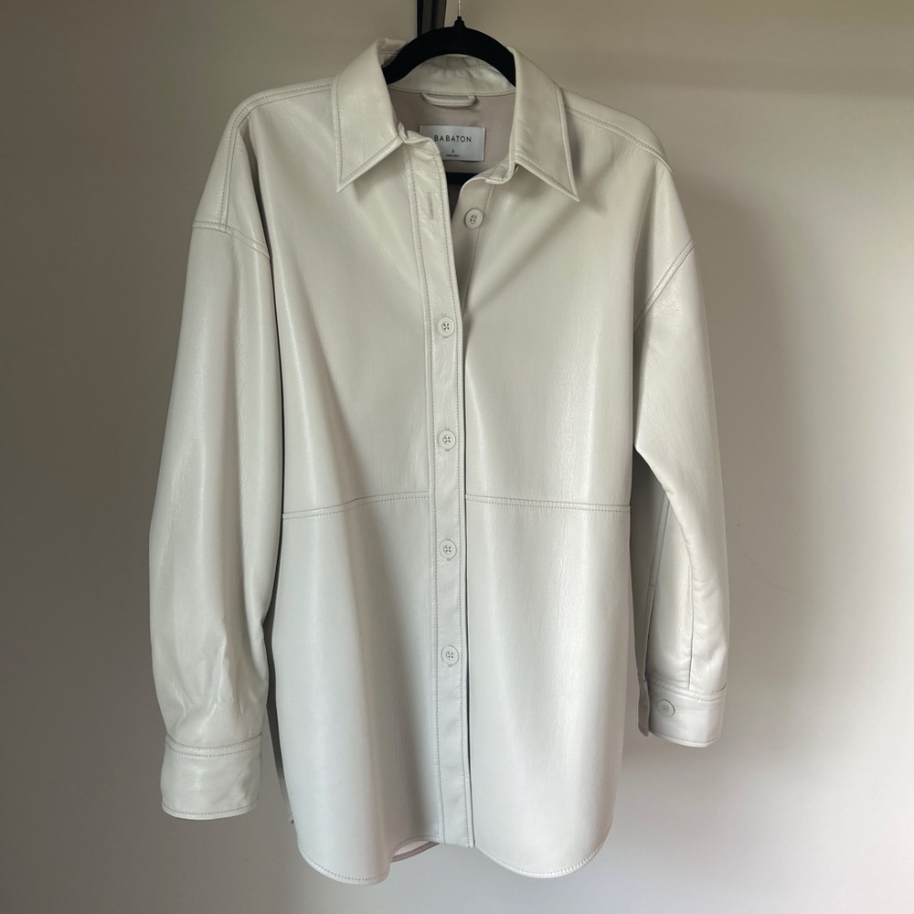 Aritzia Babaton Vegan Leather Shirt